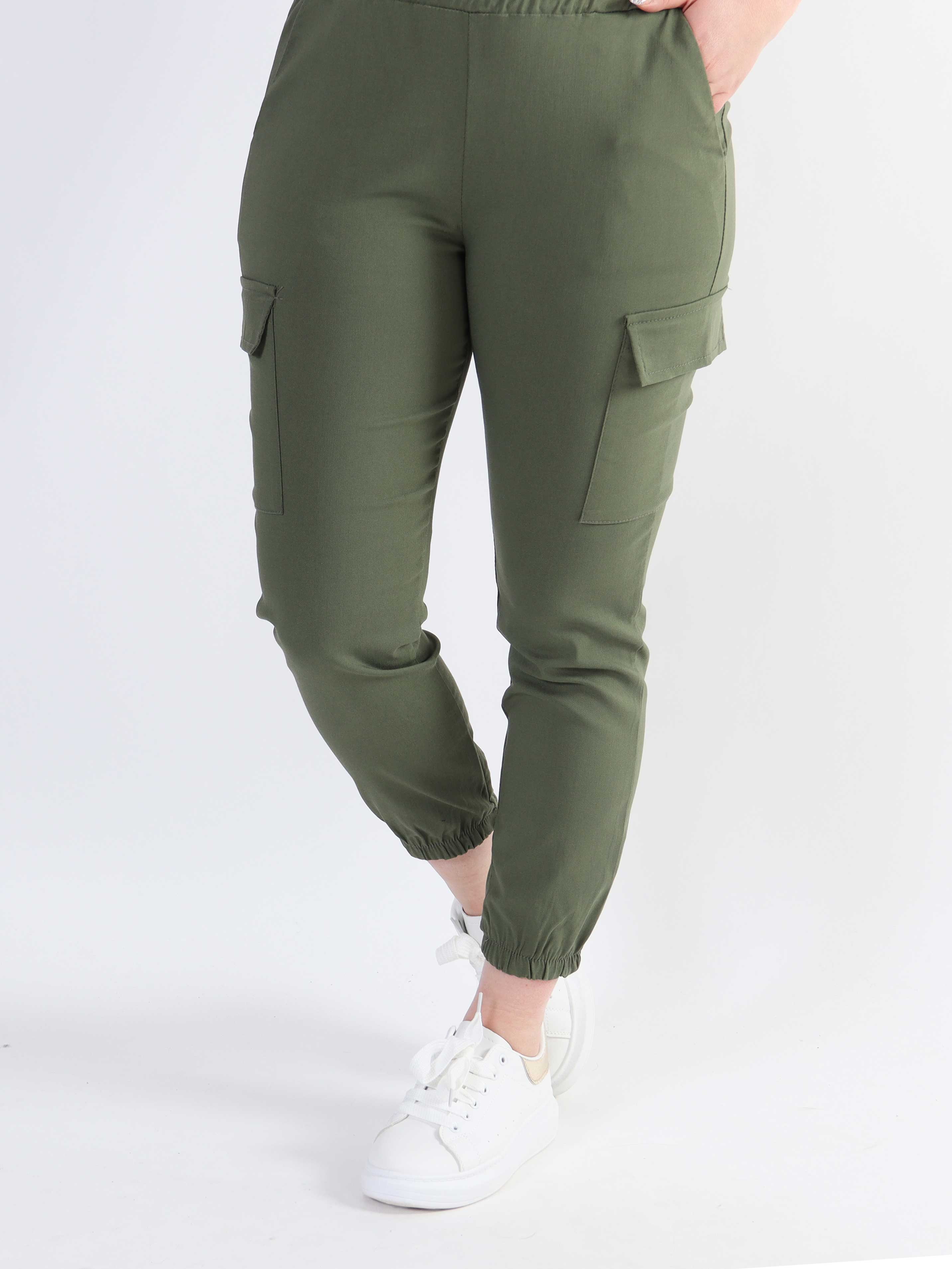 Isabella - Cargo byxor med fickor - Army